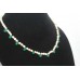 Necklace Strand String Beaded Green Onyx Freshwater Pearl Stone Bead Women D962